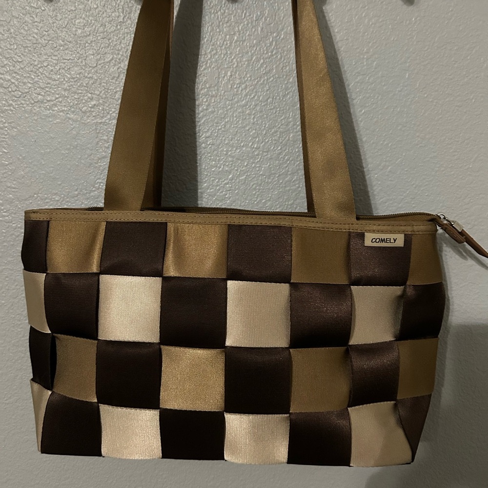 Comely SeatBelt Woven Brown and Tan Bag